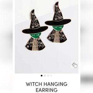 NWT Torrid Witch Dangle Pierced Earring w/Clear & Black Crystals